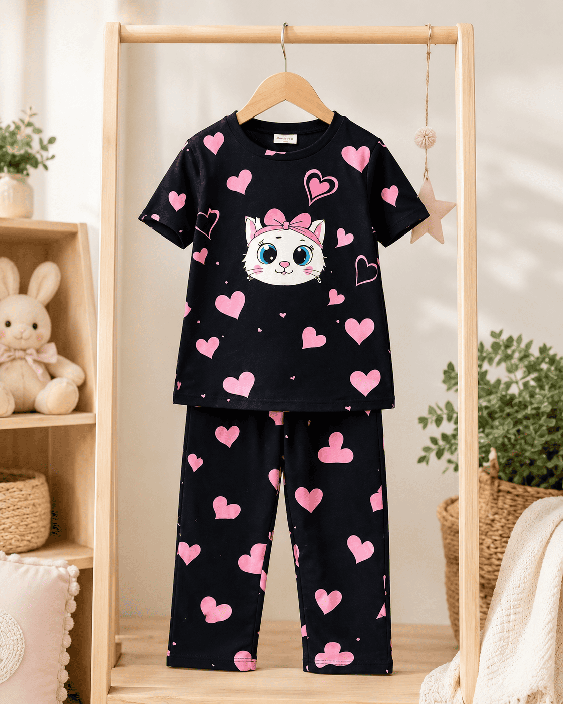 Ory Moon girls' soft printed top and pants set for ages 3 to 12, featuring colorful floral patterns and comfortable fabric.