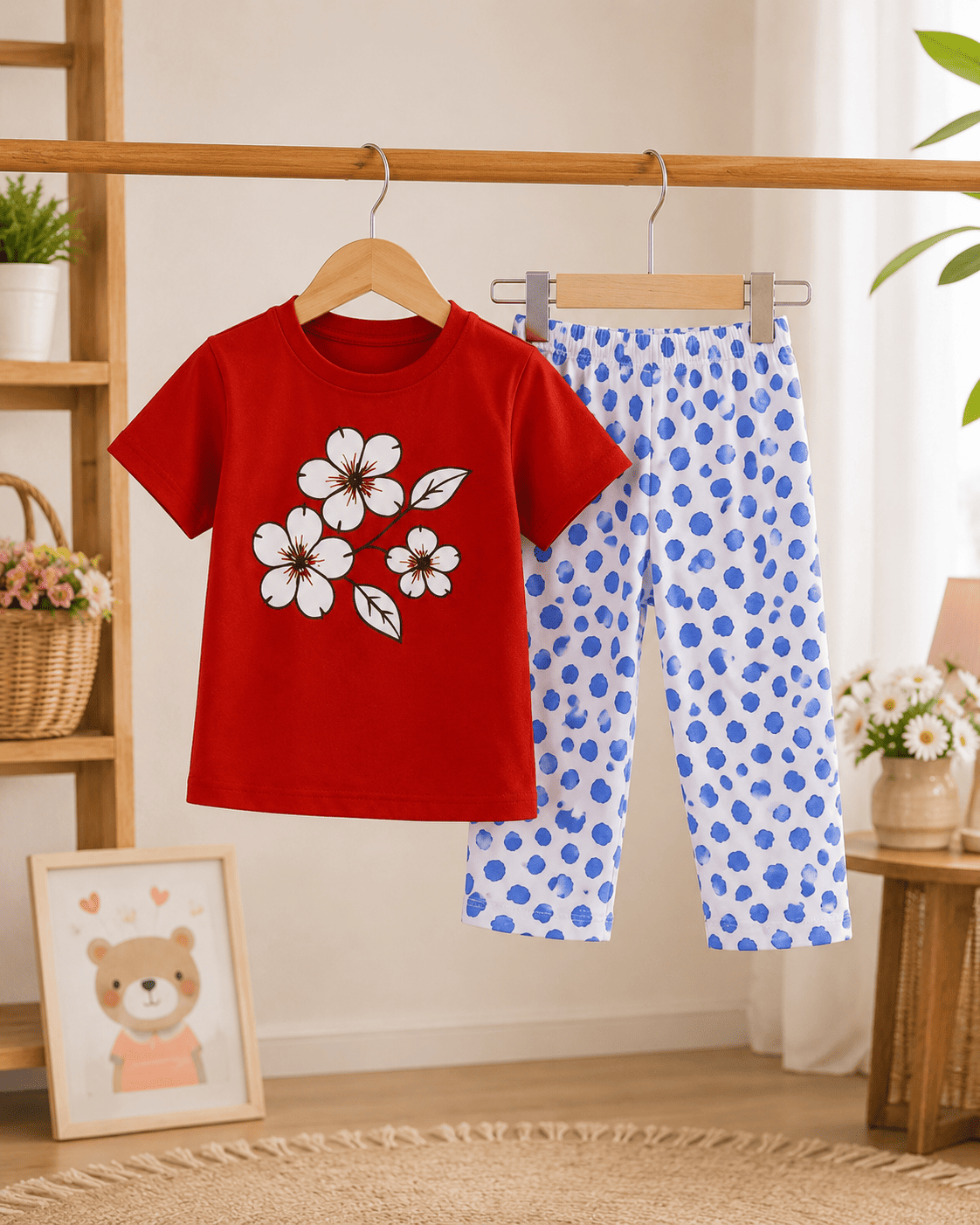 Ory Moon girls' soft printed top and pants set for ages 3 to 12, featuring colorful patterns and comfortable fabric.