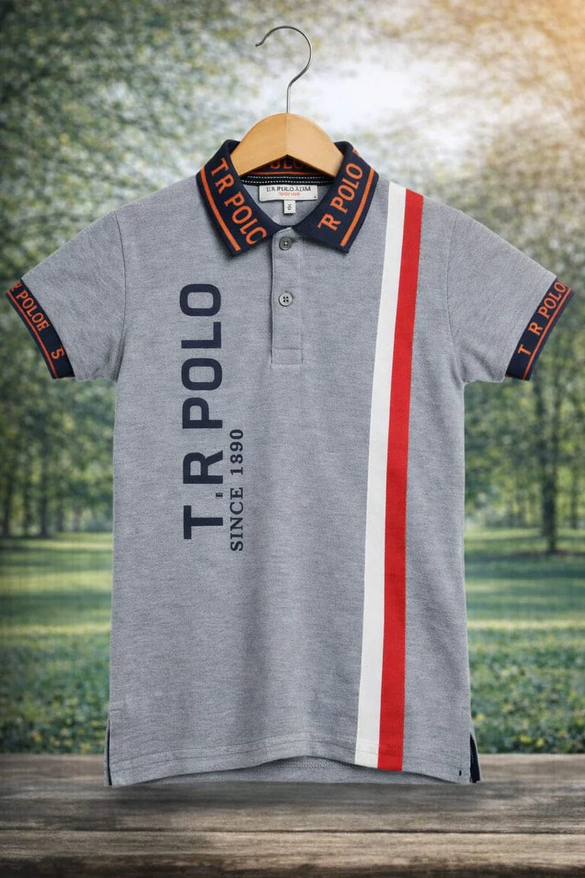 Ory Moon boys' polo T-shirt for kids, stylish blue design, available in sizes 2Y to 16Y, casual and comfortable for children.