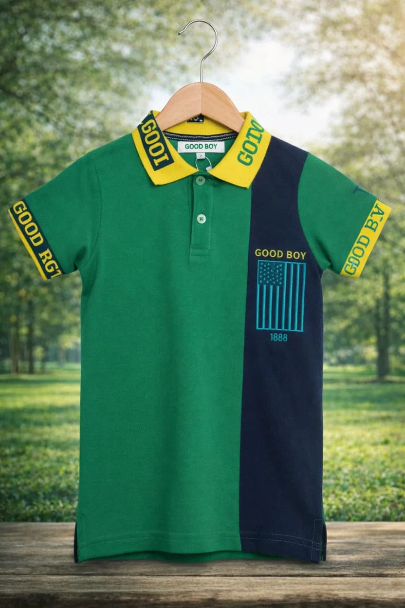 Ory Moon stylish boys' polo T-shirt for kids, featuring a classic collar and short sleeves, suitable for children aged 2 to 16 years.