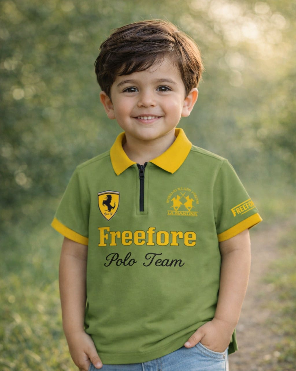 Ory Moon boys' polo T-shirt in vibrant color, featuring classic collar and short sleeves, perfect for kids aged 2 to 16 years.