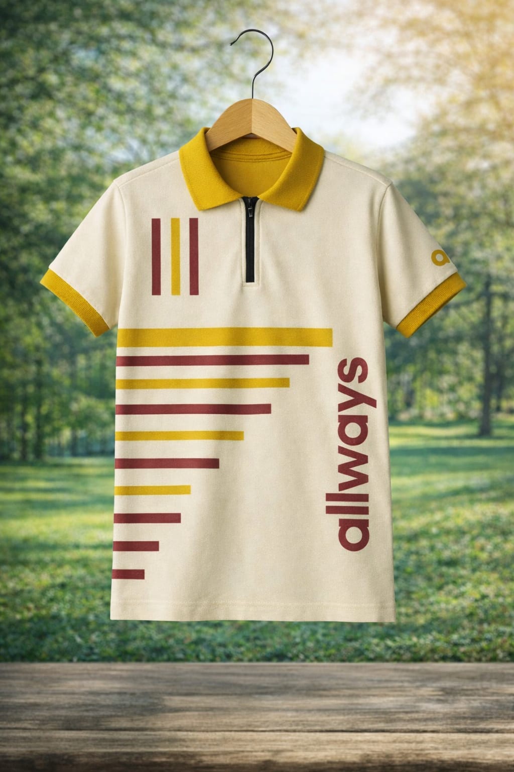 Ory Moon boys polo t-shirt for kids aged 2 to 16, featuring a stylish design in vibrant colors, displayed on a hanger.