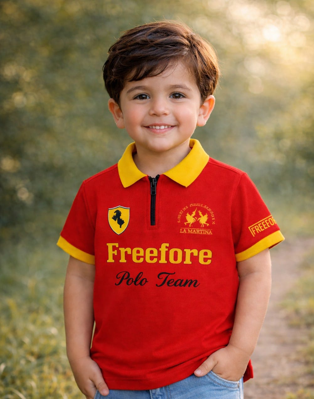 Ory Moon boys' polo t-shirt for kids, featuring a classic design in vibrant colors, suitable for children aged 2 to 16 years.