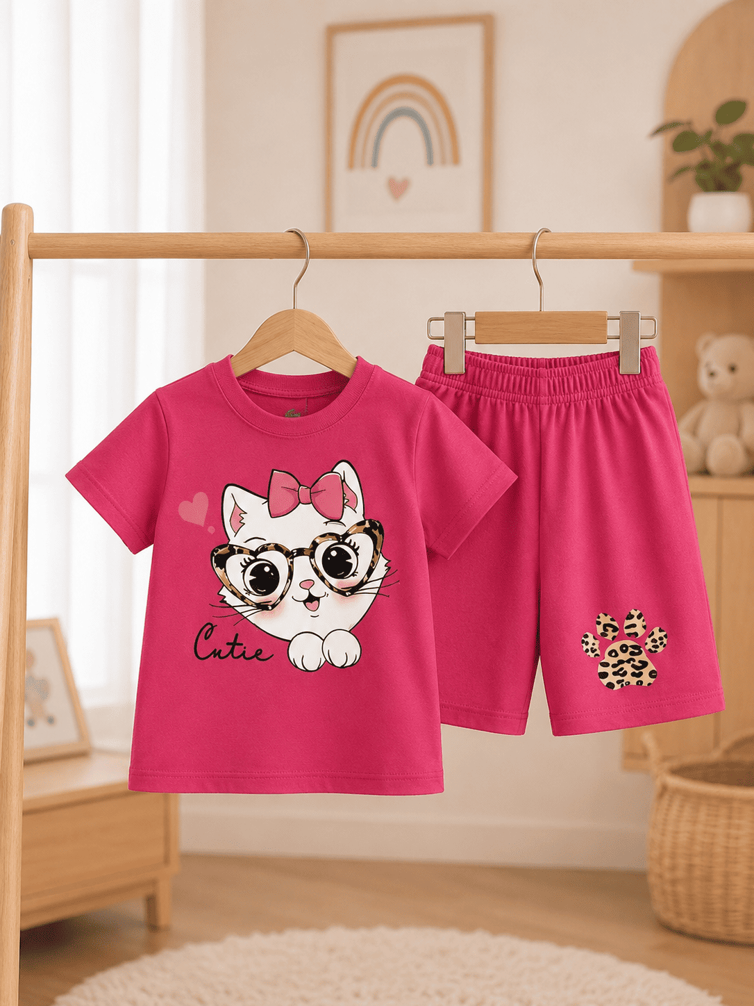 Ory Moon girls' kids stylish T-shirt and shorts set in vibrant colors, suitable for ages 6 months to 6 years, casual wear.