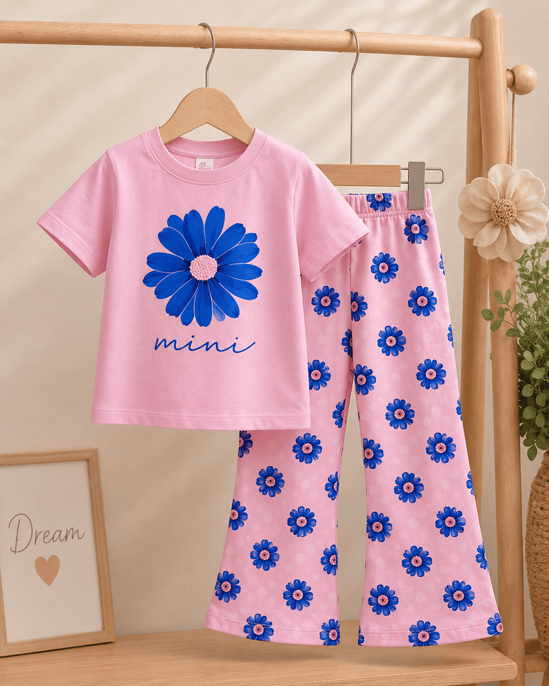Girls’ soft printed top and pants set for ages 3 to 12 by Ory Moon, featuring colorful patterns and comfortable fabric.