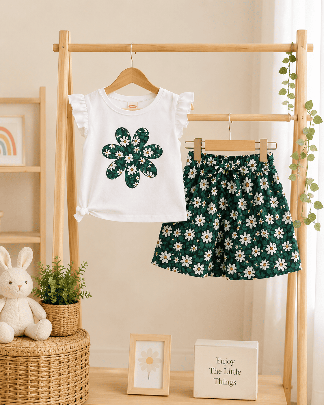 Ory Moon girls' kids stylish T-shirt and shorts set, pink and white, with playful patterns, suitable for ages 6 months to 6 years.