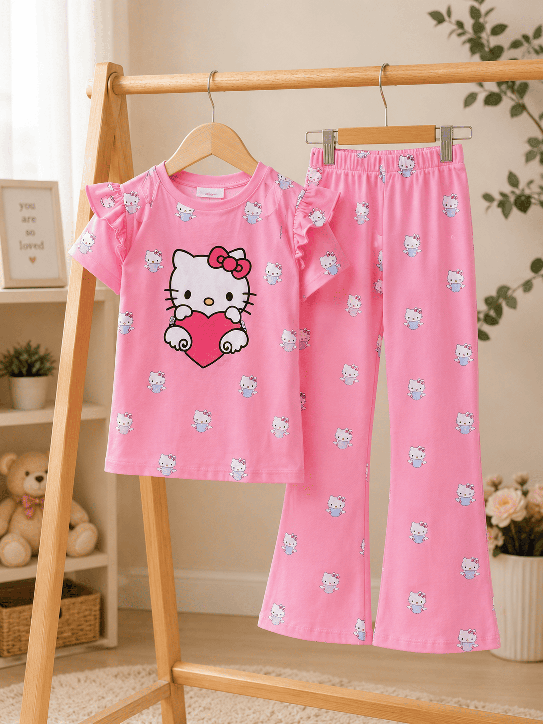Ory Moon girls' soft printed top and pants set for ages 3 to 12, featuring colorful patterns and comfortable fabric.