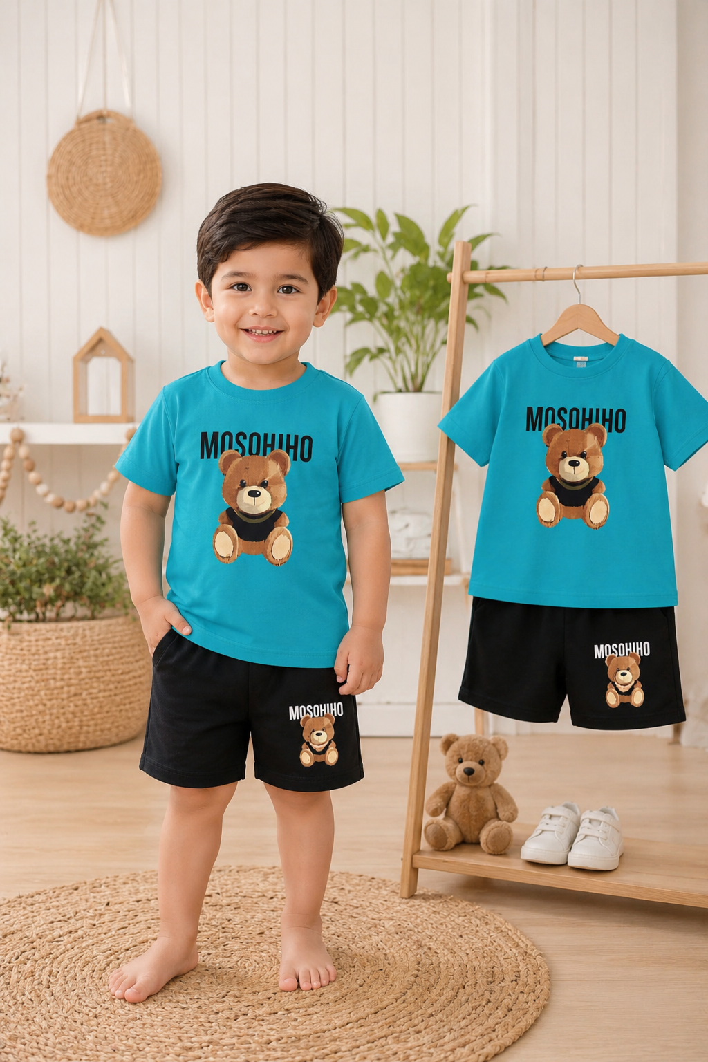 Ory Moon kids boys stylish T-shirt and shorts set with colorful design, suitable for ages 6 months to 6 years, casual summer outfit.