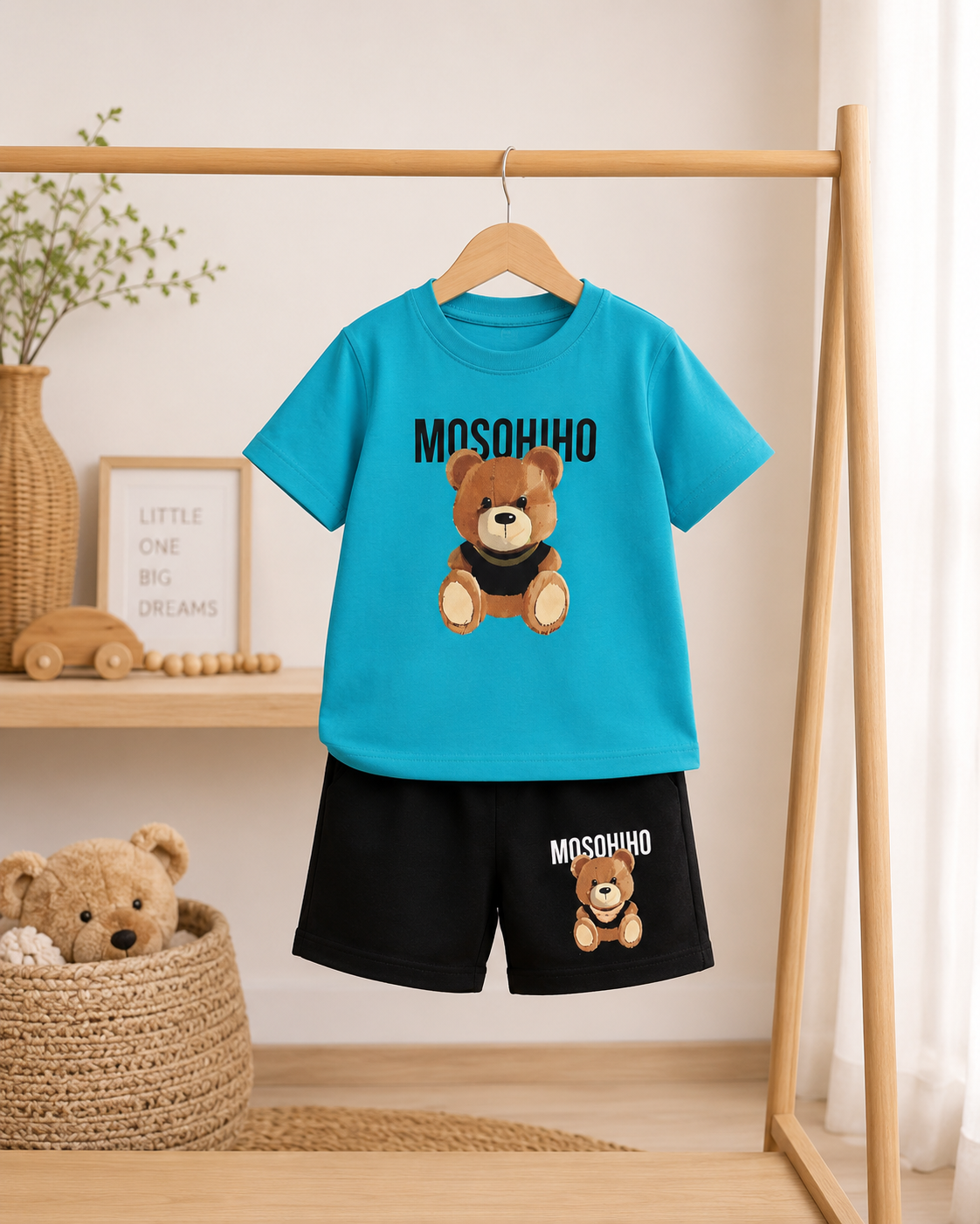 Kids stylish T-shirt and shorts set for boys by Ory Moon, featuring colorful, comfortable summer clothing for ages 6 months to 6 years.
