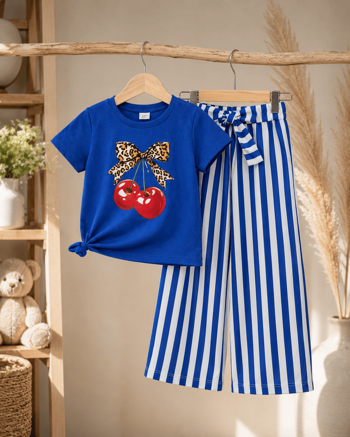 Ory Moon girls' soft printed top and pants set for ages 3 to 12, featuring colorful floral designs on comfortable fabric.