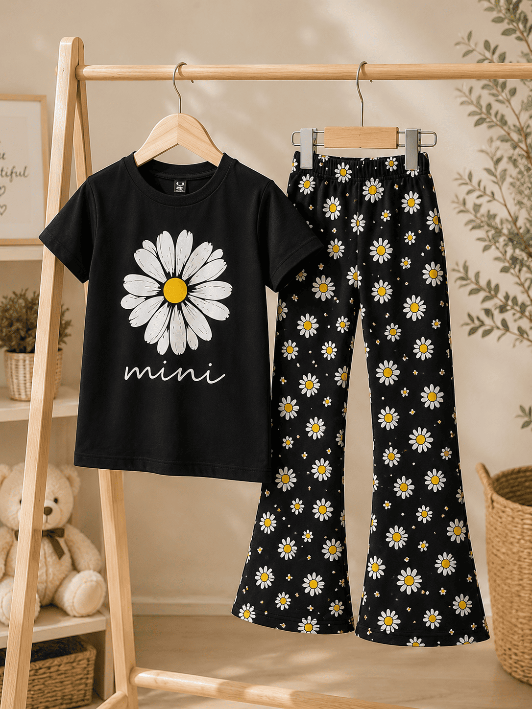Girls' soft printed top and pants set from Ory Moon in size 3Y–12Y, featuring a colorful floral pattern and comfortable fabric.