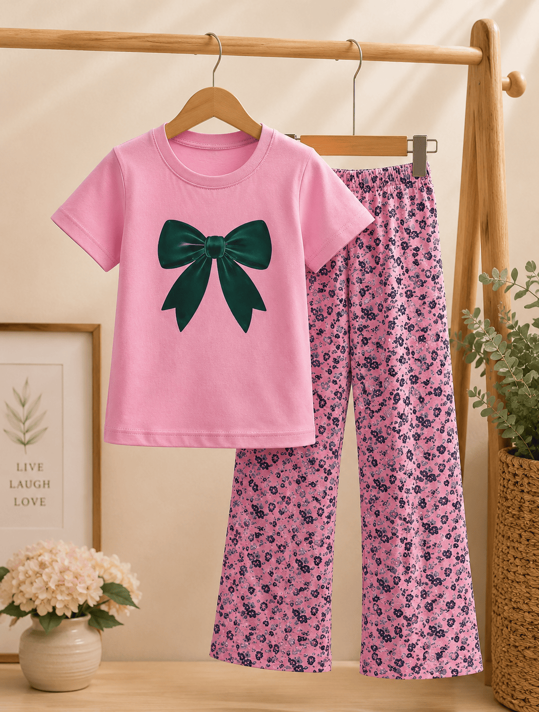 Girls' 3Y–12Y soft printed top and pants set by Ory Moon, featuring colorful floral designs and comfortable fabric.