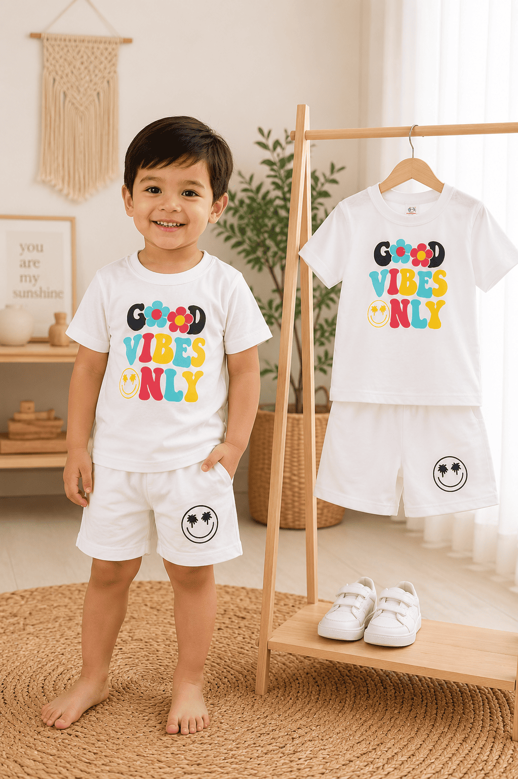 Ory Moon kids boys stylish T-shirt and shorts set in colorful design, suitable for ages 6 months to 6 years, casual summer outfit.