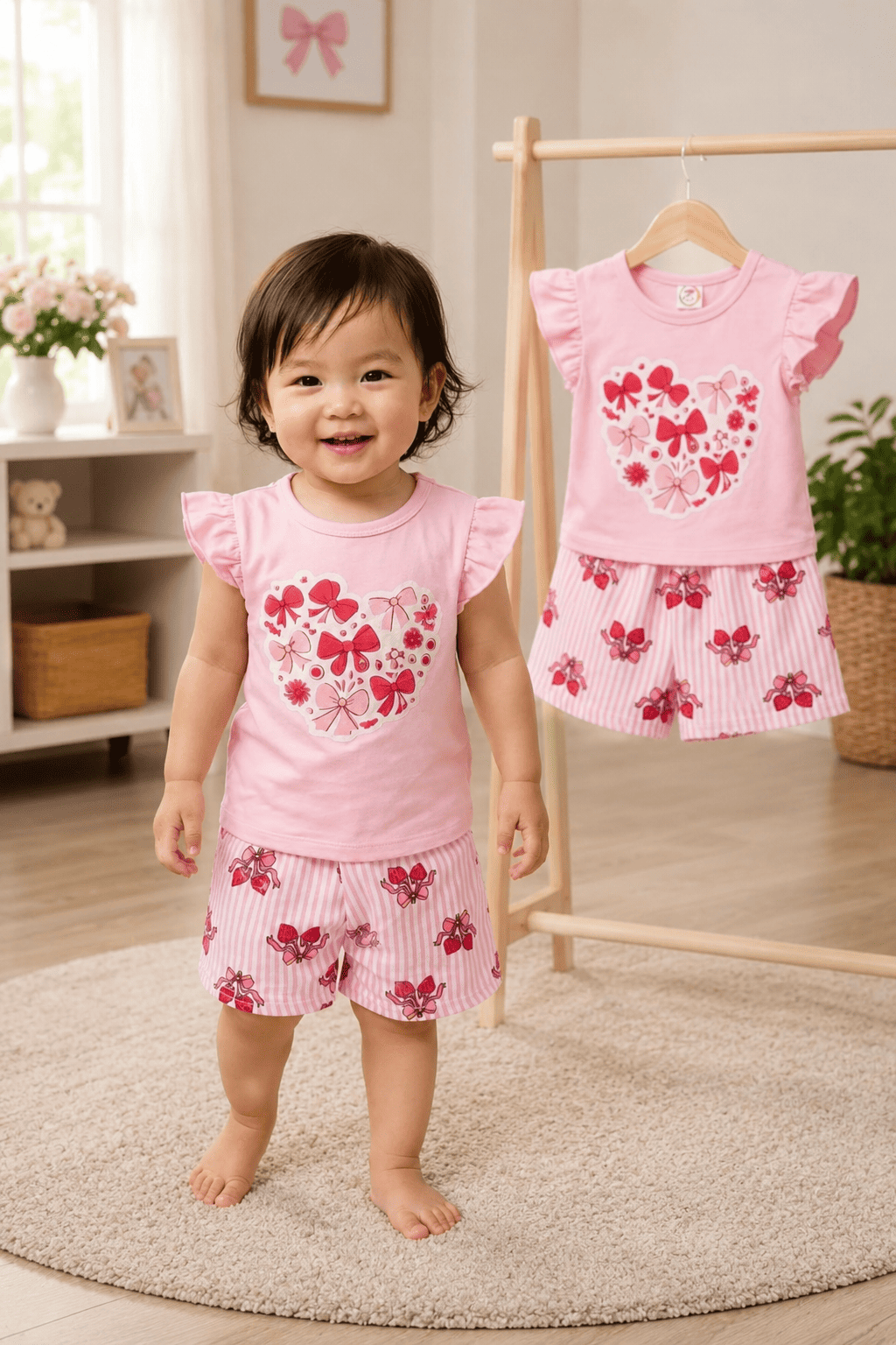 Ory Moon girls' kids stylish T-shirt and shorts set, featuring colorful patterns and comfortable fabric for ages 6 months to 6 years.
